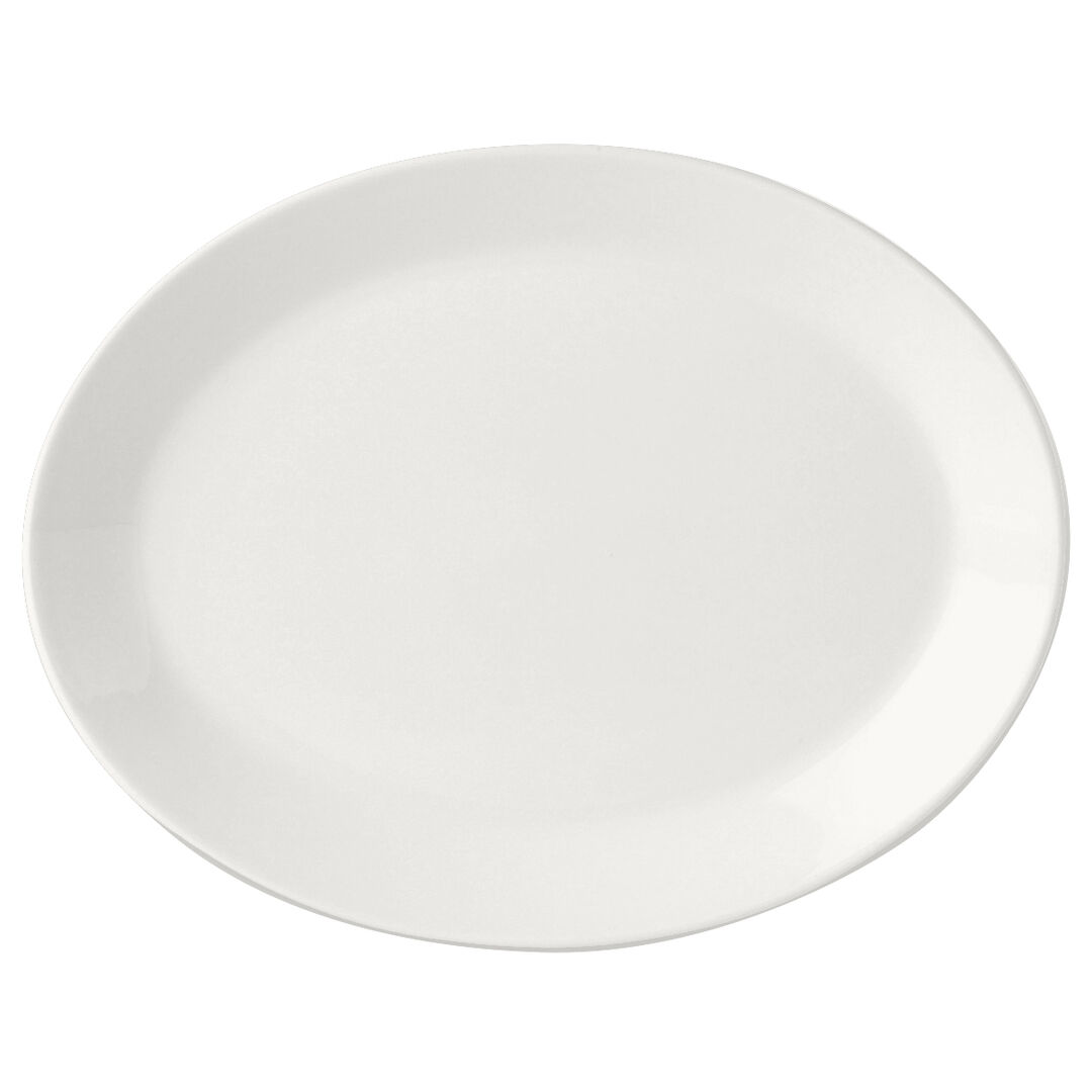 Simplicity White Oval Coupe Plate 25.5cm (10"") Ceramic Tableware Pack of 12