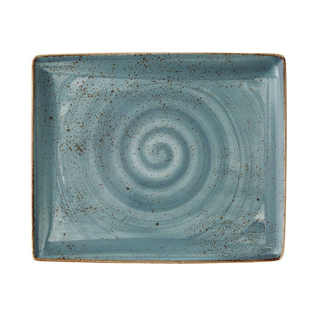 Craft Blue Rectangle Two 33 x 27 cm Food Plate Ceramic Tableware Pack of 6
