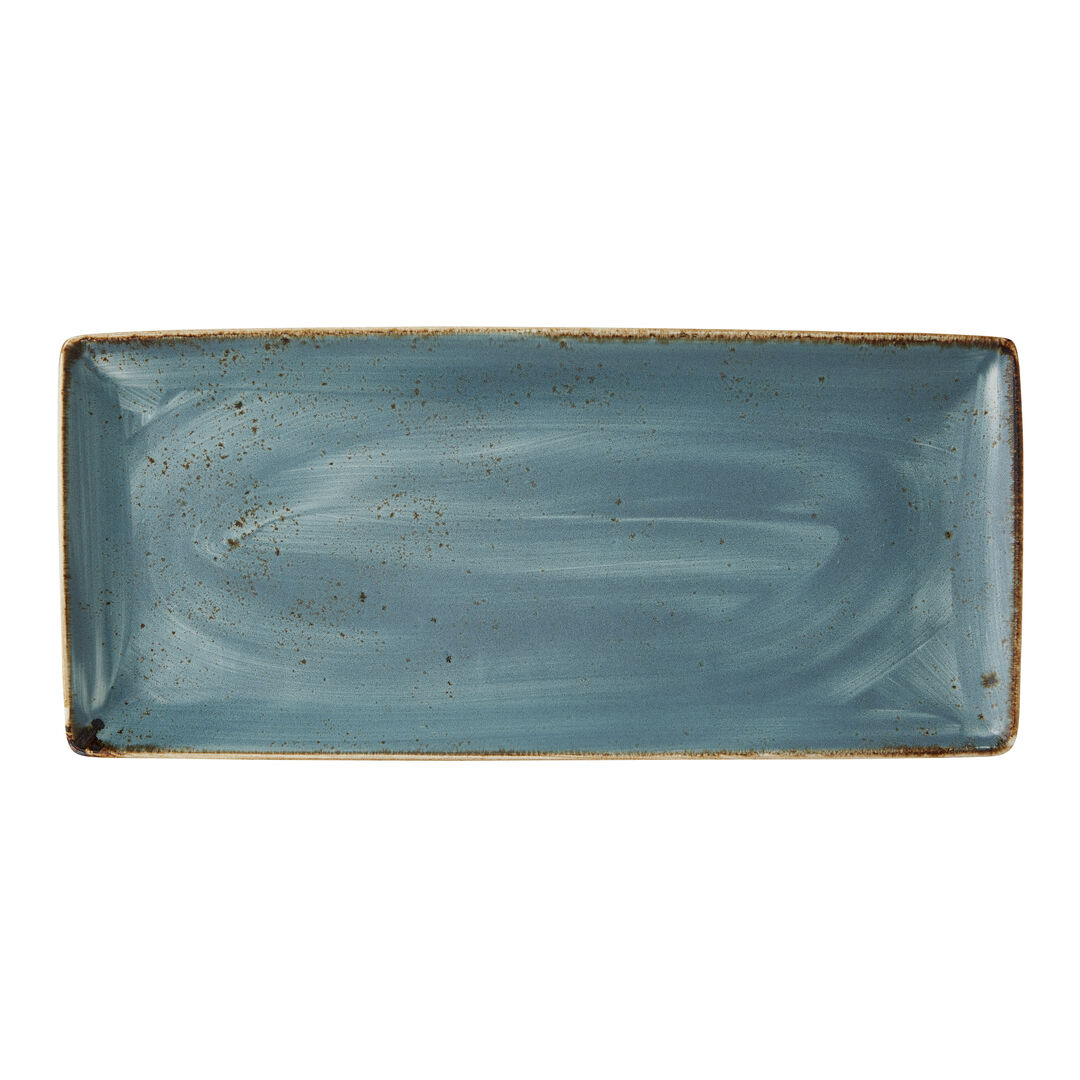 Craft Blue Rectangle Four 37 x 16.5cm Food Plate Ceramic Tableware Pack of 6