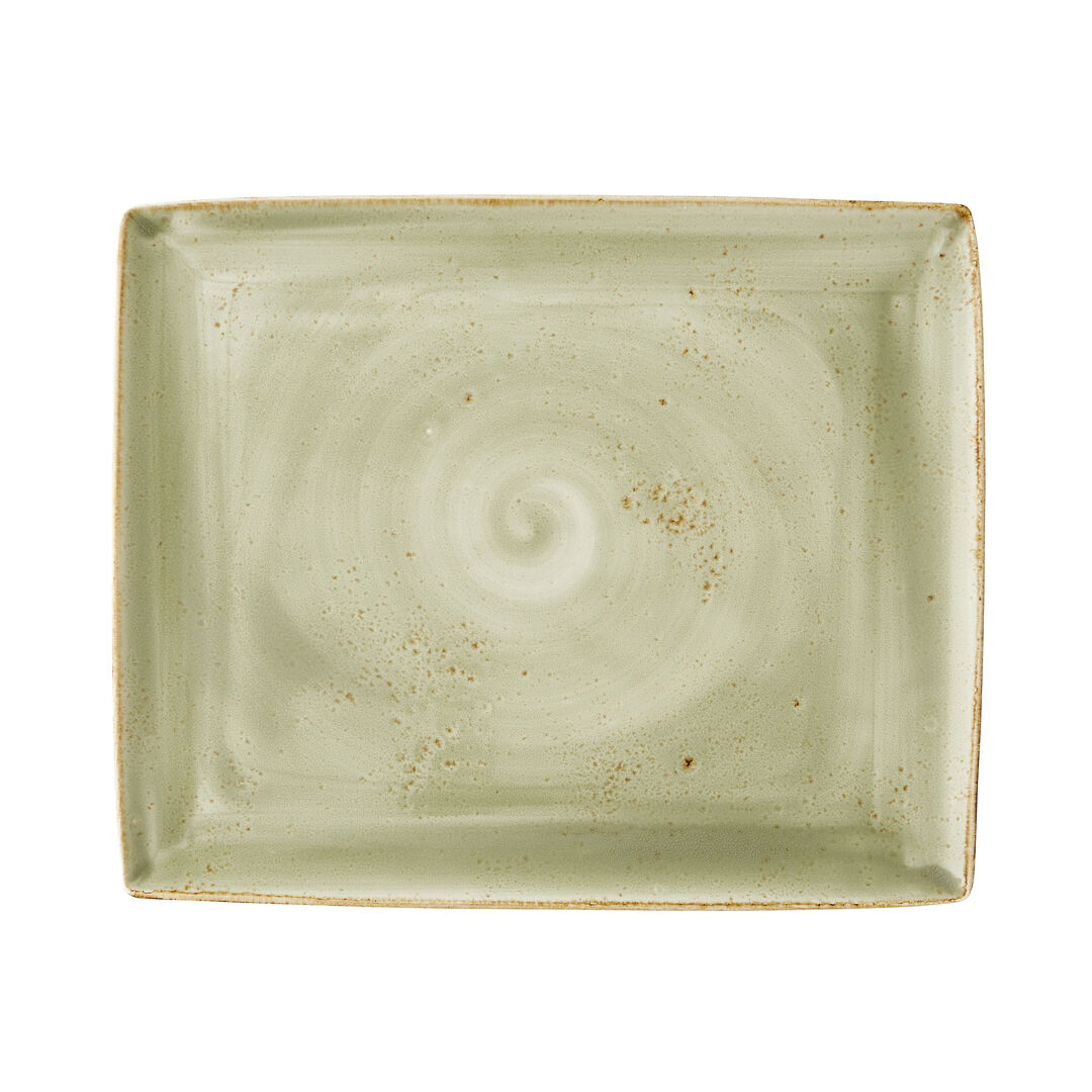 Craft Green Rectangle Two 33 x 27cm Food Plate Ceramic Tableware Pack of 6