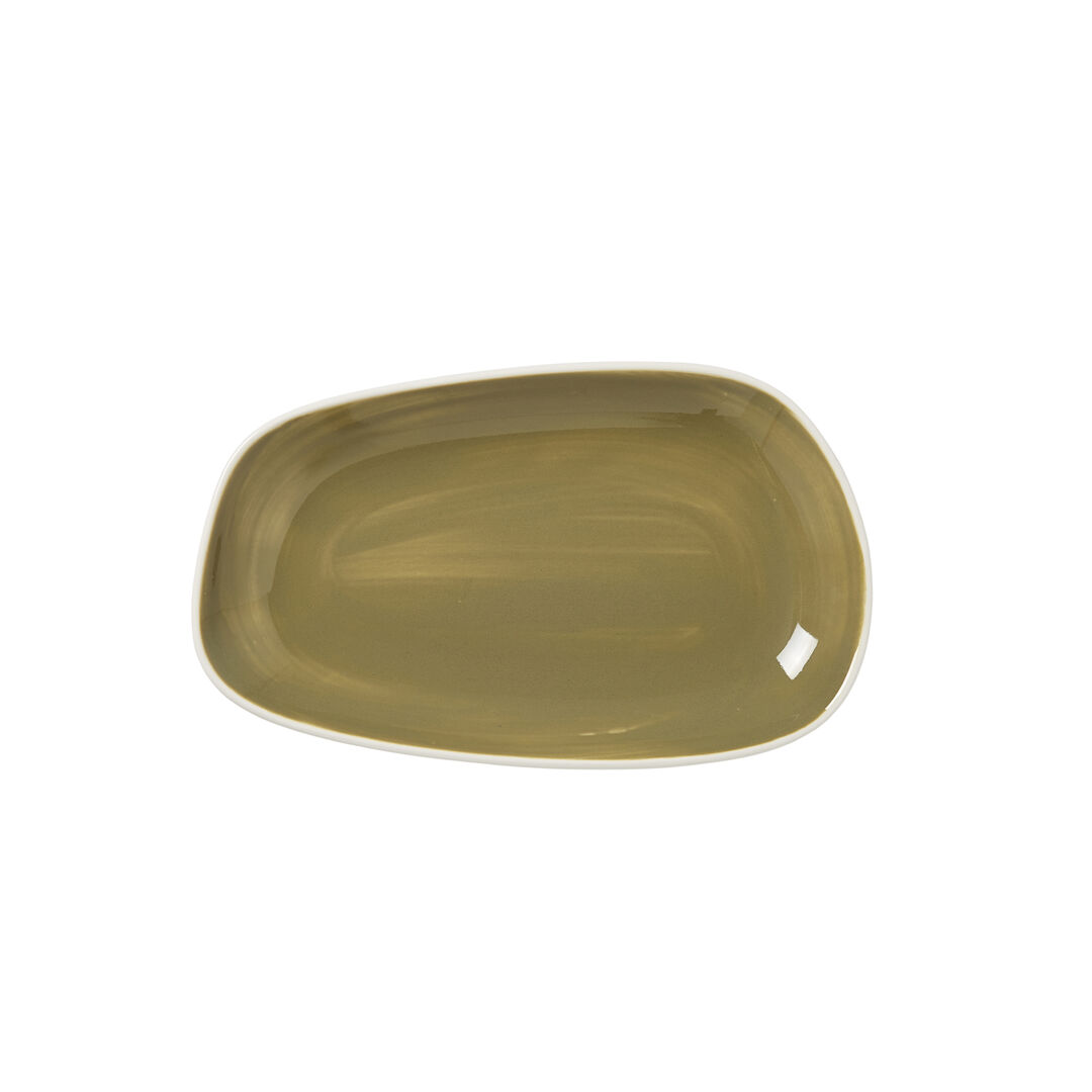 Nyx Olive Nordic Tray 24cm (9 1/2"") Ceramic Serving Tray Tableware Pack of 12