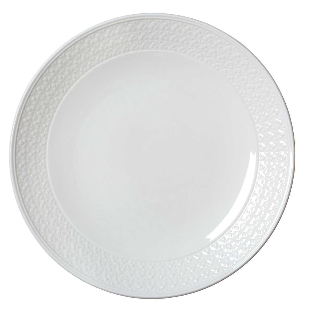 Bead Accent Coupe Plate 28.5cm (11 1/4"") Ceramic Serving Plate Set Pack of 6