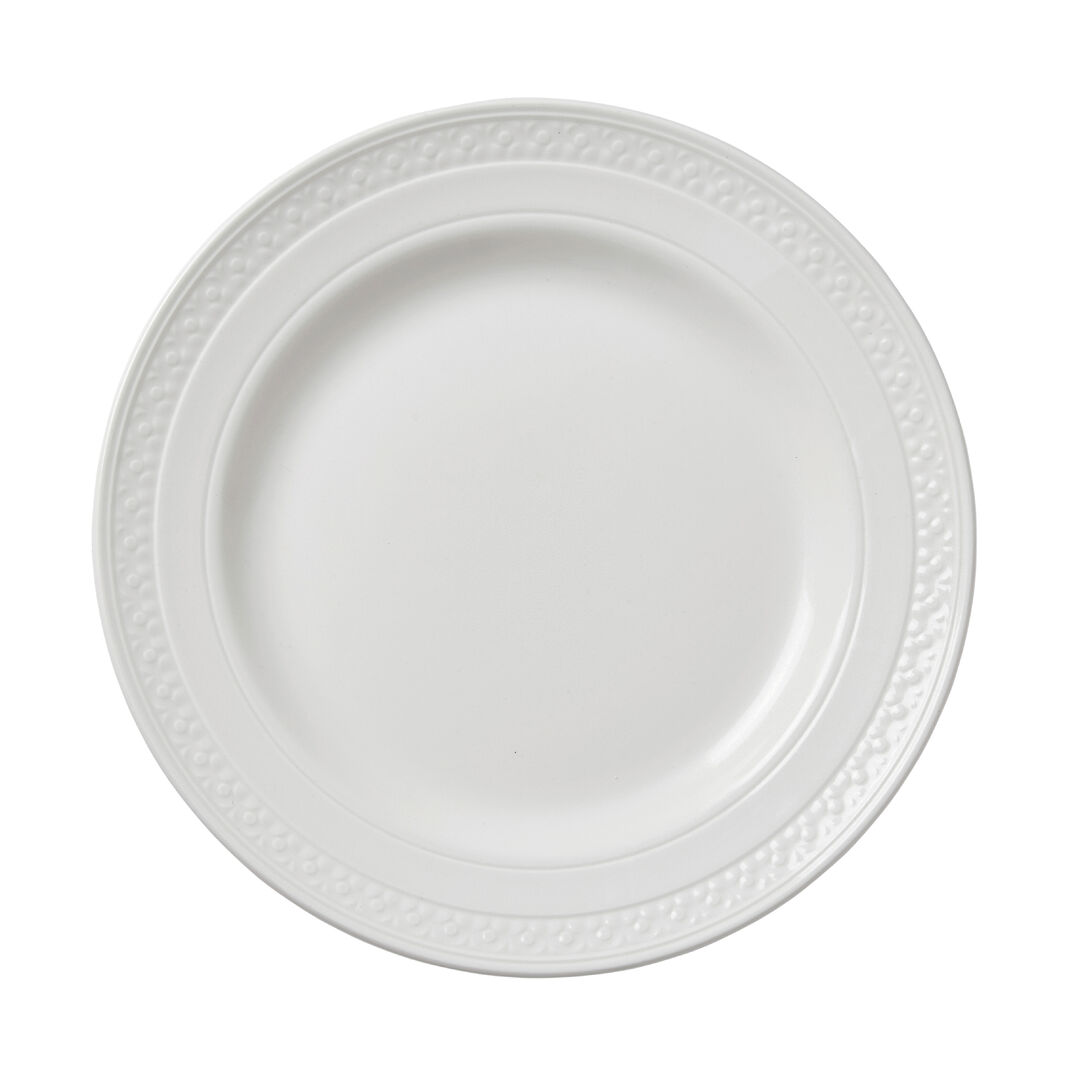 Bead Accent Plate 25.5cm Ceramic Serving Food Plate Set Tableware Pack of 12