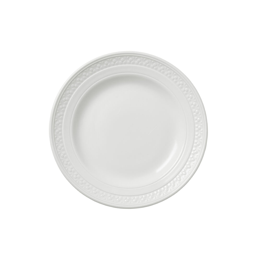 Bead Accent Plate 20.25cm Ceramic Serving Food Plate Set Tableware Pack of 12