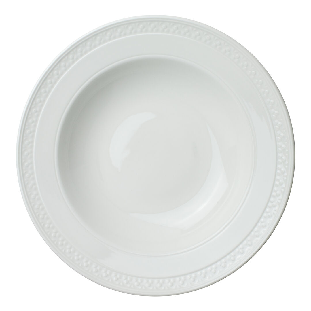 Bead Accent Rimmed Bowl 28.5cm (11 1/4"") Ceramic Bowl Set Tableware Pack of 6
