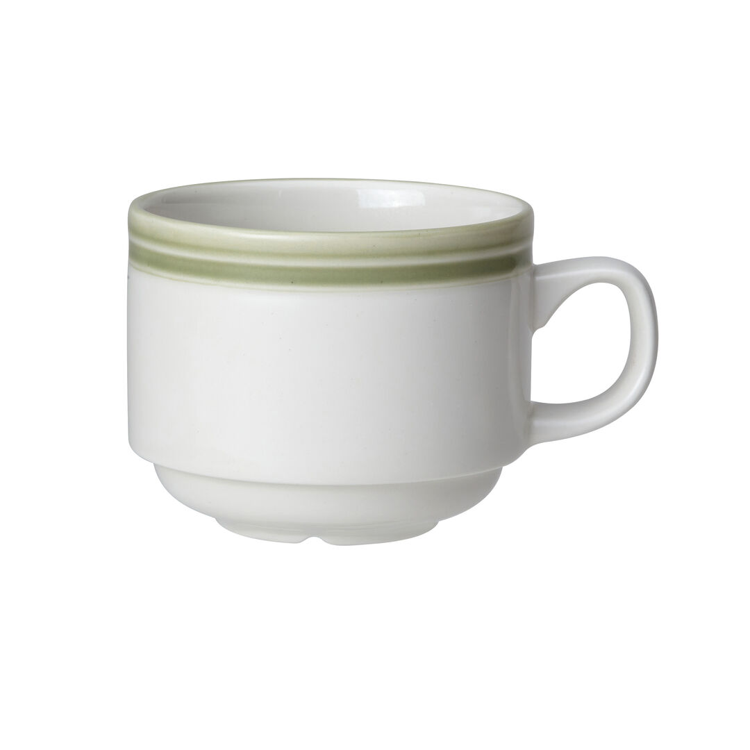 Bead Sage Stacking Cup 20cl (7oz) Ceramic Serving Cup Home Tableware Pack of 12
