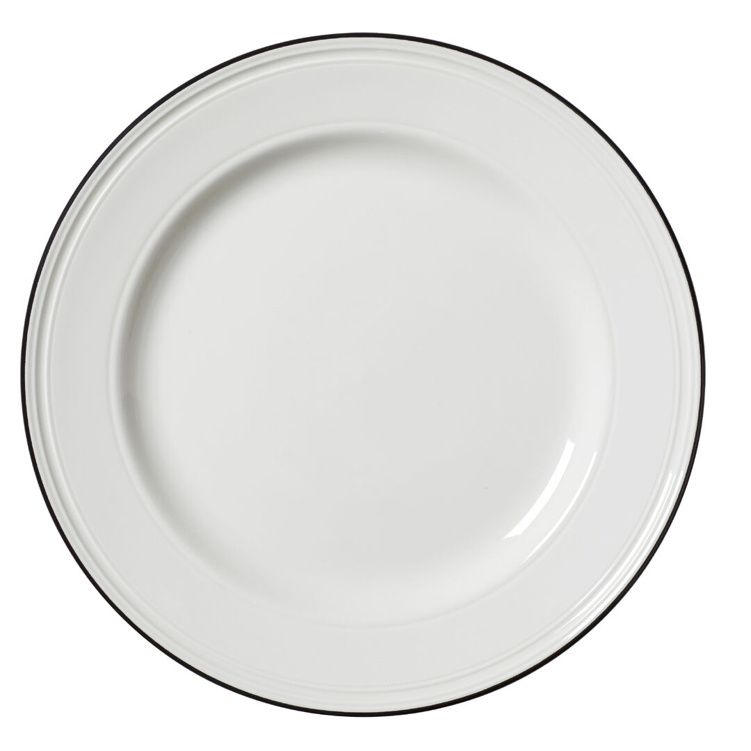 Bead Black Band Plate 28.5cm Ceramic Serving Food Plate Bar Tableware Pack of 6