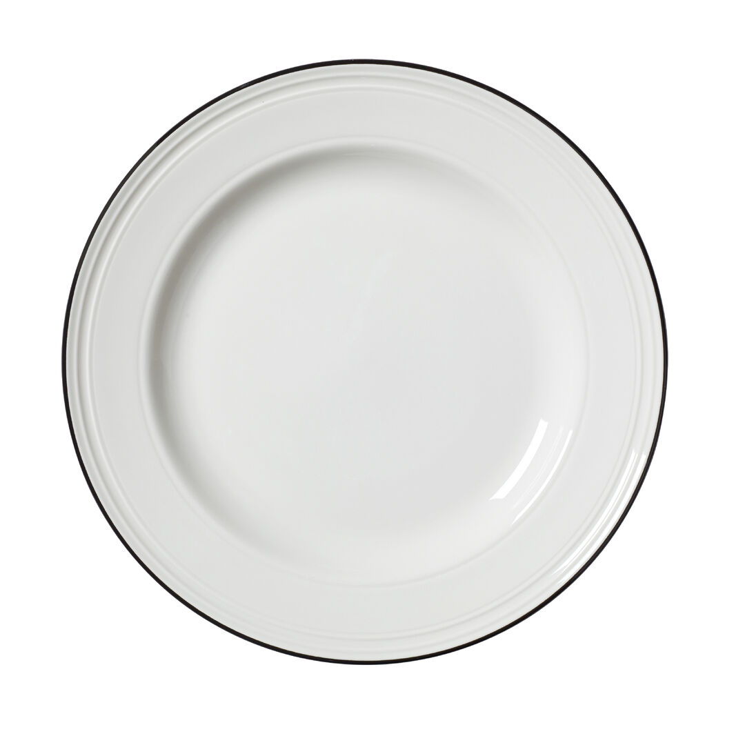Bead Black Band Plate 25.5cm (10"") Ceramic Serving Plate Tableware Pack of 12