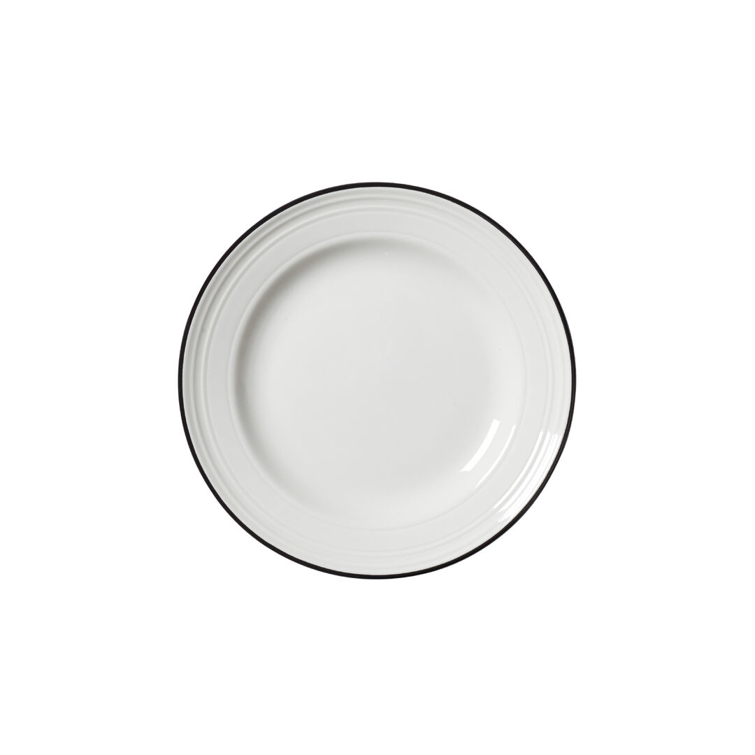 Bead Black Band Plate 16.5cm Ceramic Serving Plate Set Tableware Pack of 12