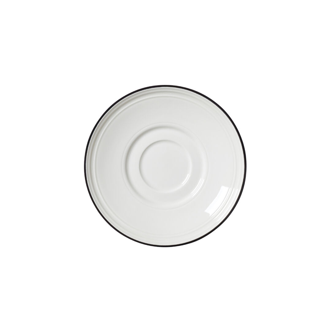Bead Black Band Saucer 15cm (6"") Ceramic Saucer Plate Home Tableware Pack of 12