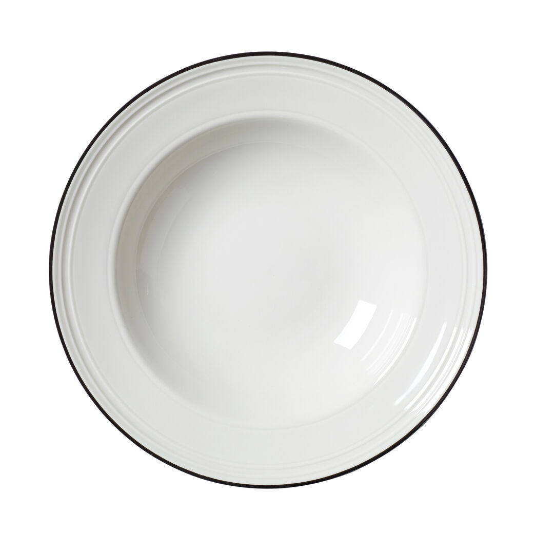 Bead Black Band Soup/Pasta Plate 24cm (9 1/2"") Ceramic Tableware Pack of 12