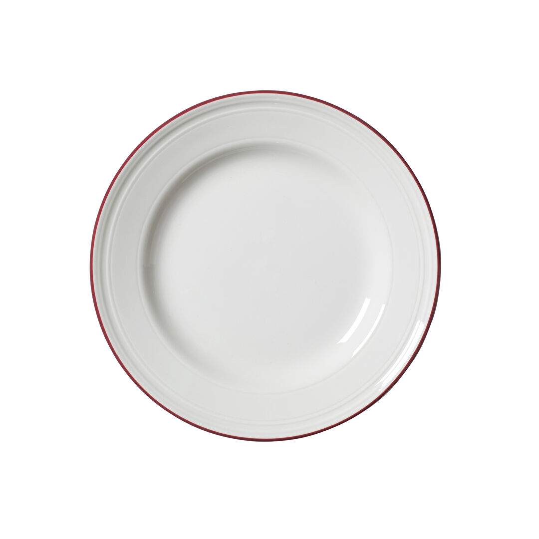 Bead Maroon Band Plate 20.25cm (8"") Ceramic Serving Plate Tableware Pack of 12