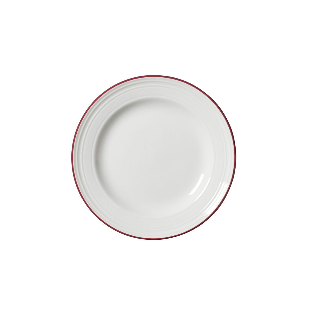 Bead Maroon Band Plate 16.5cm Ceramic Serving Plate Set Tableware Pack of 12