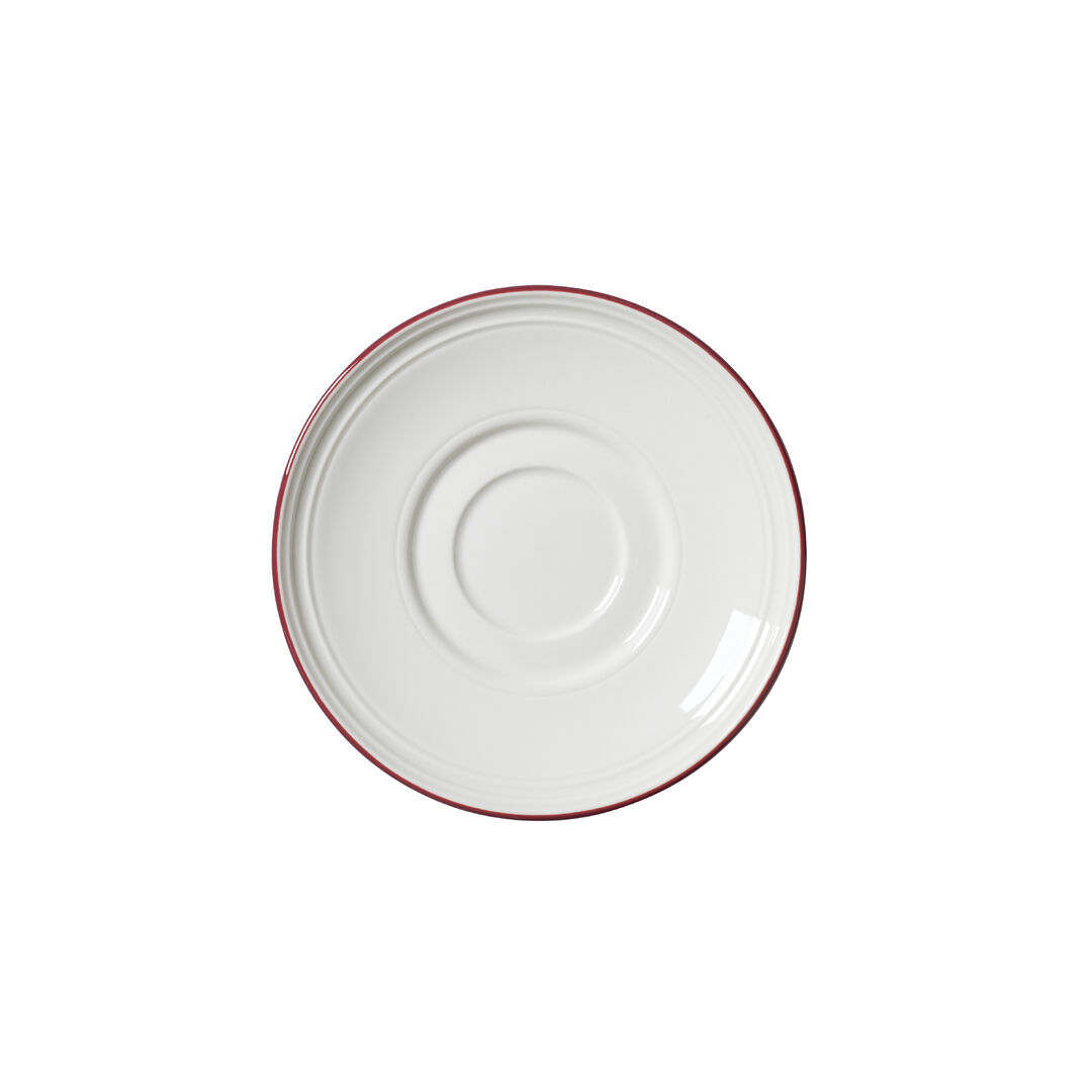 Bead Maroon Band Saucer 15cm (6"") Ceramic Saucer Plate Tableware Pack of 12