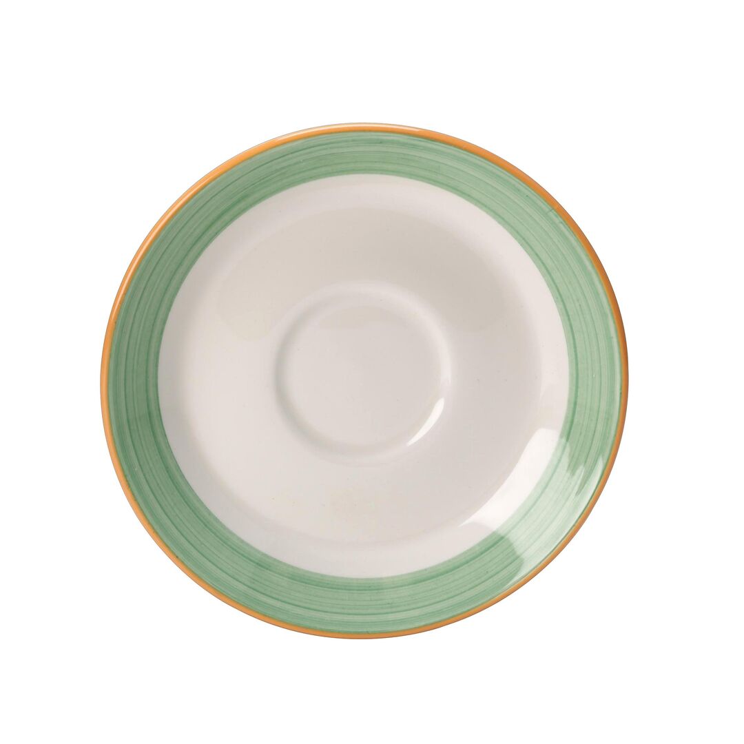 Rio Green Slimline Saucer 15.25cm Ceramic Saucer Plate Set Tableware Pack of 36