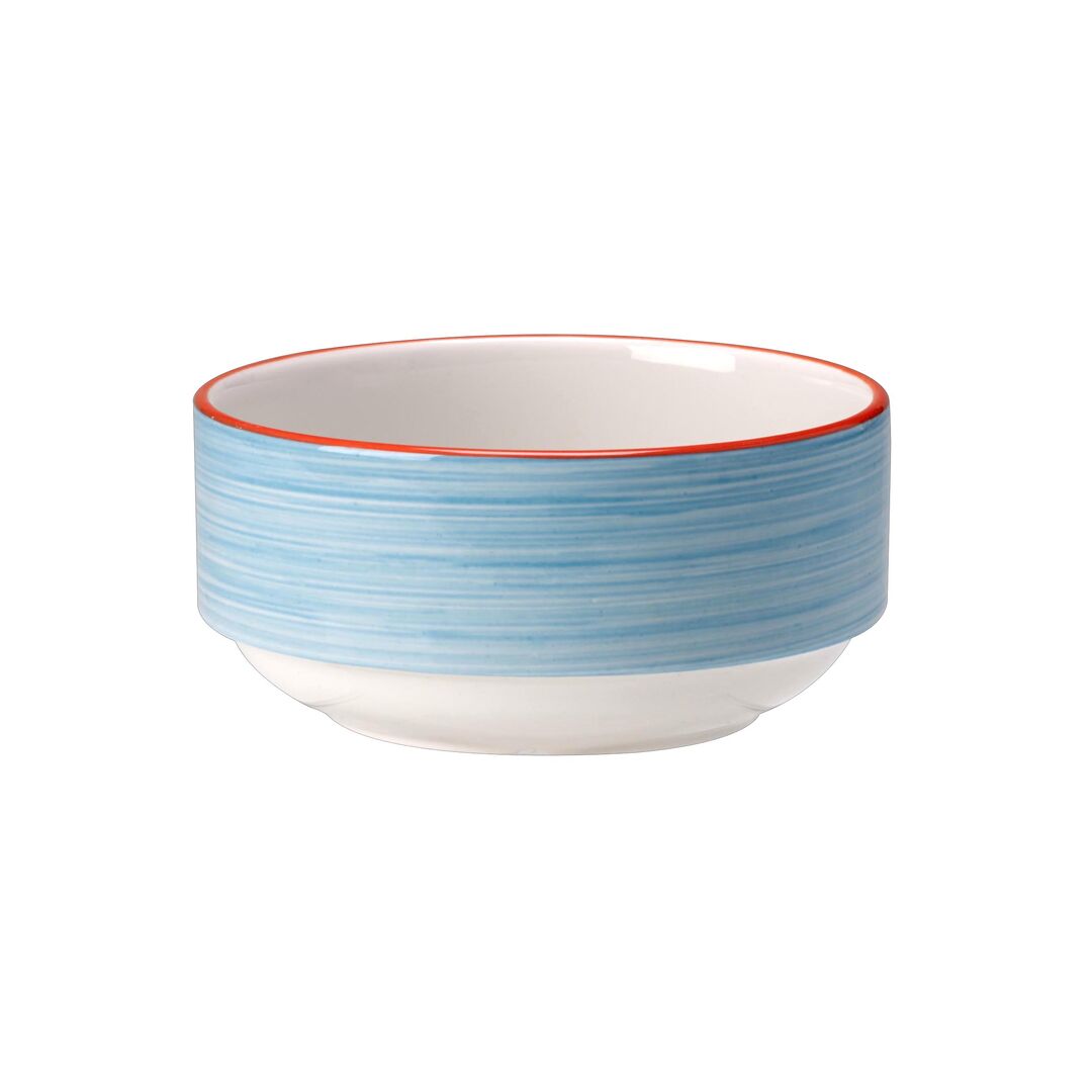 Rio Blue Ceramic Soup Cup Unhandled Stacking Tableware 28.5cl (10oz) Pack of 36