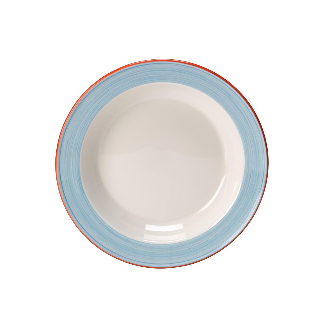 Rio Blue Slimline Ceramic Soup Plate 21.5cm 39.75cl (8 1/2"" 14oz) Pack of 24