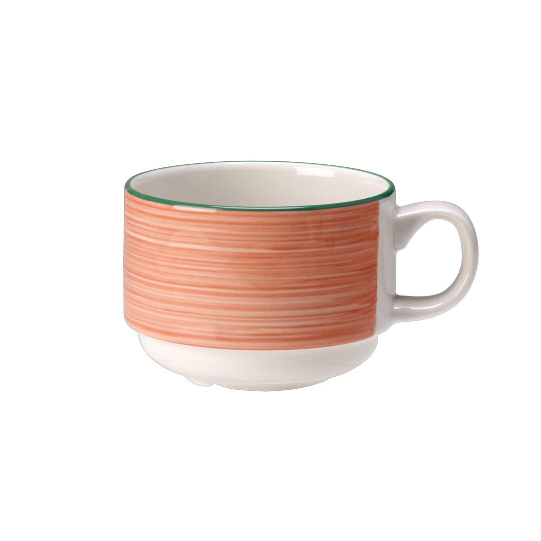 Rio Pink Slimline Stacking Cup 20cl (7oz) Ceramic Cup Home Tableware Pack of 36