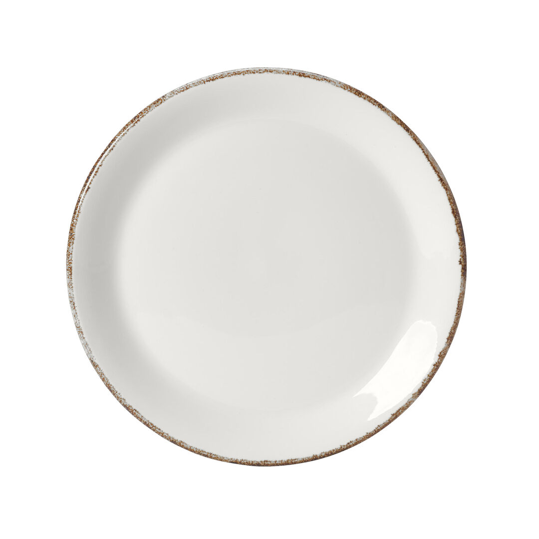 Brown Dapple Coupe Plate 25.25cm (10"") Ceramic Plate Set Tableware Pack of 24