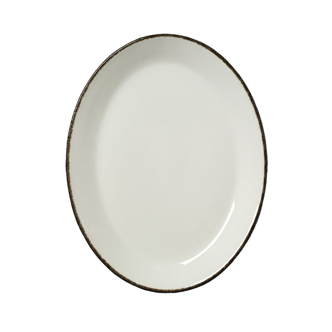 Charcoal Dapple Oval Coupe Plate 28cm (11"") Ceramic Plate Tableware Pack of 12