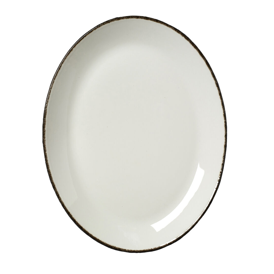 Charcoal Dapple Oval Coupe Plate 30.5cm(12"") Ceramic Plate Tableware Pack of 12