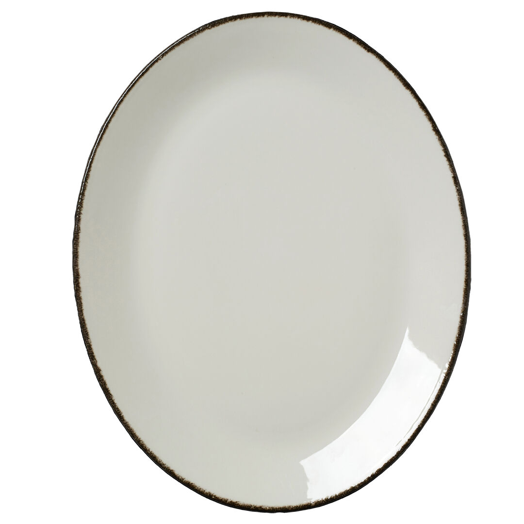 Charcoal Dapple Oval Coupe Plate 34.25cm Ceramic Serving Tableware Pack of 12