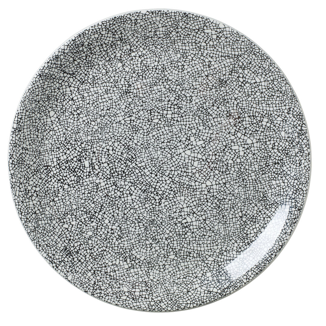 Ink Crackle Black Coupe Plate 30cm (11 3/4"") Ceramic Plate Tableware Pack of 12