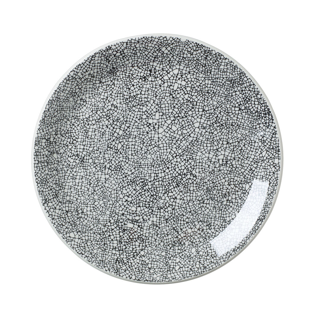 Ink Crackle Black Coupe Plate 25.25cm (10"") Ceramic Plate Tableware Pack of 12