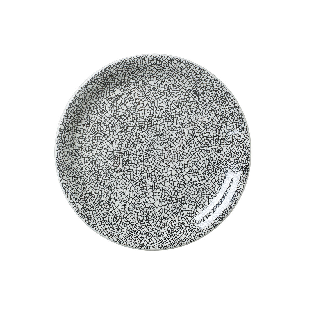 Ink Crackle Black Coupe Plate 20.25cm (8"") Ceramic Plate Tableware Pack of 12