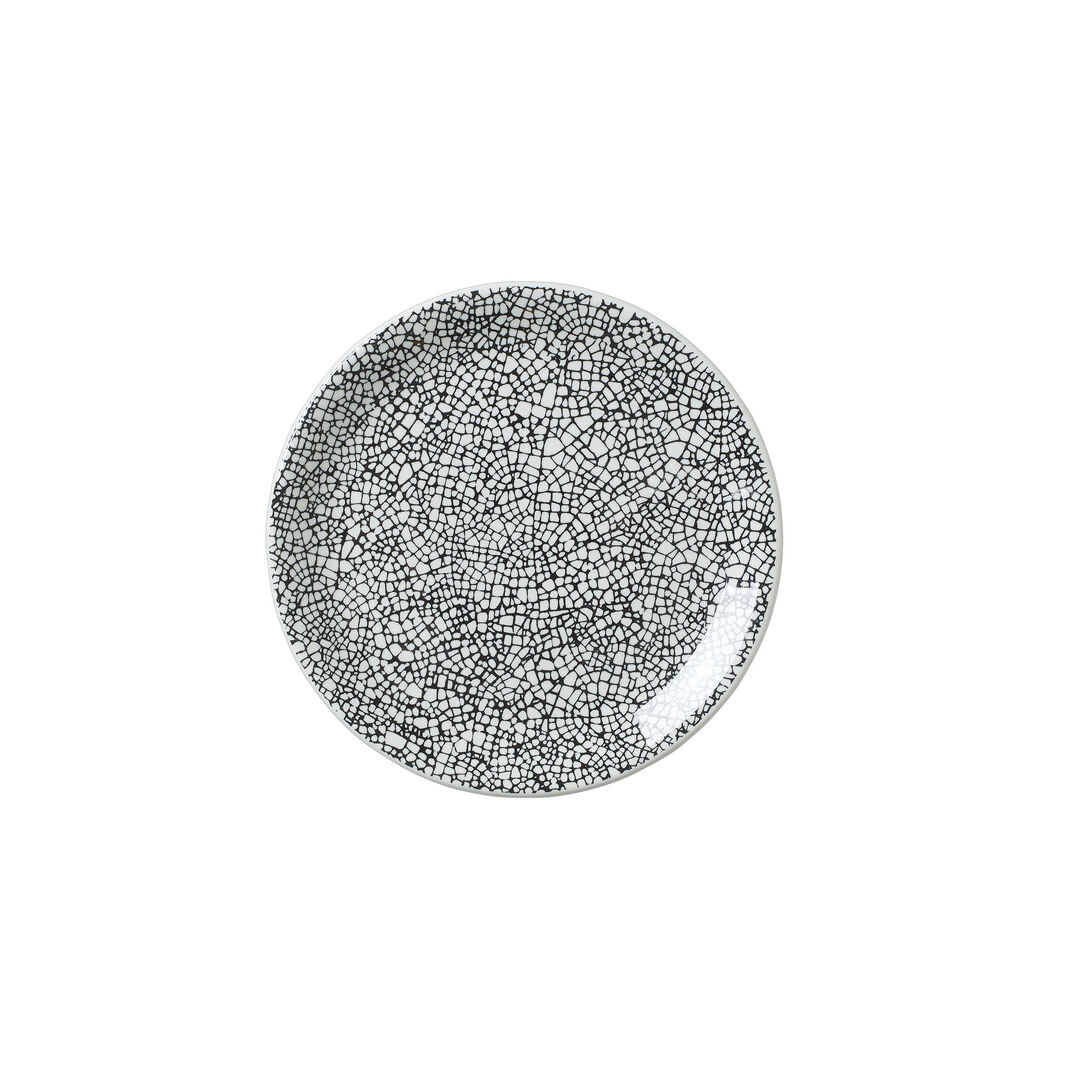 Ink Crackle Black Coupe Plate 15.25cm (6"") Ceramic Plate Tableware Pack of 12
