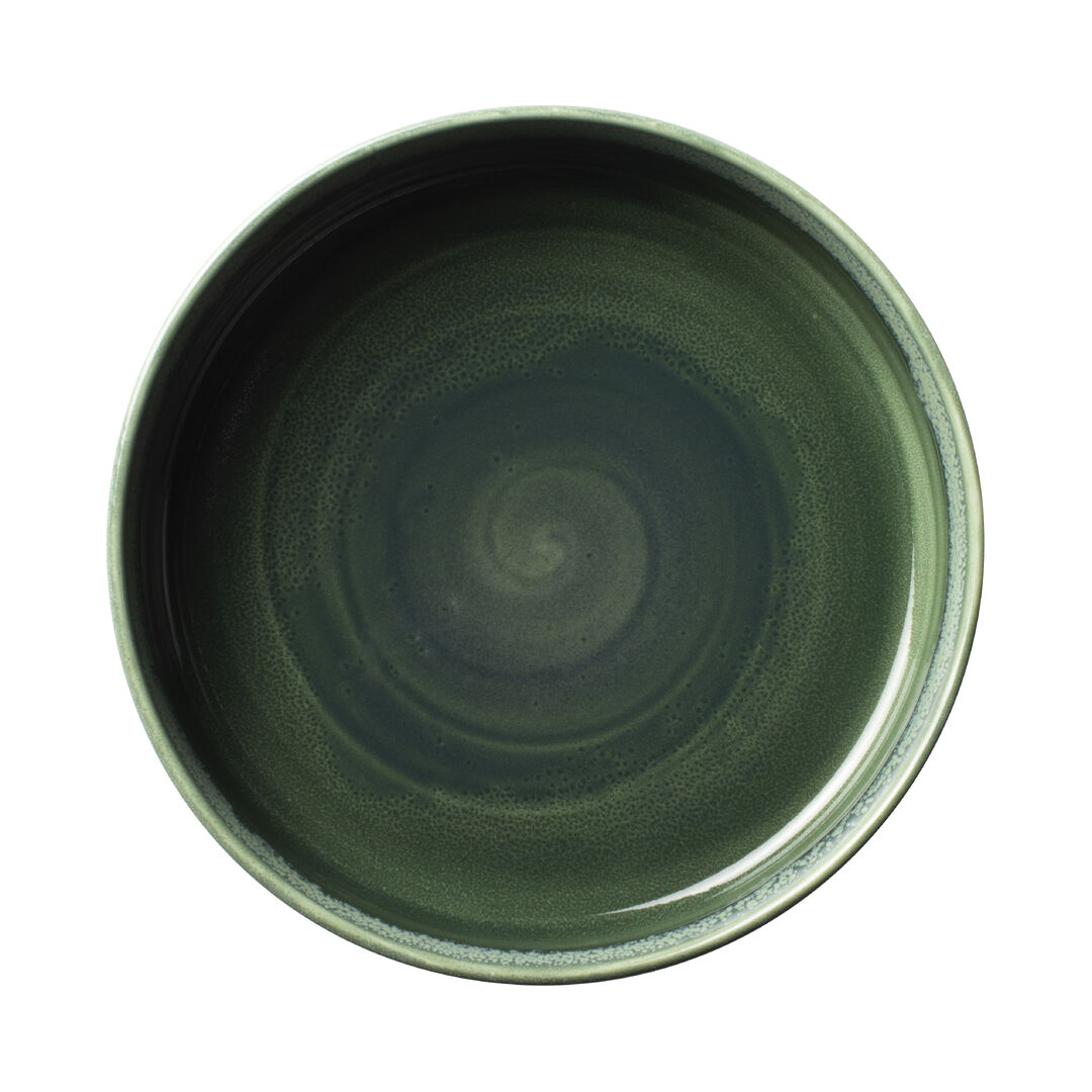 Aurora Vesuvius Burnt Emerald Round Stacking Tray 20.25cm Ceramic Pack of 12