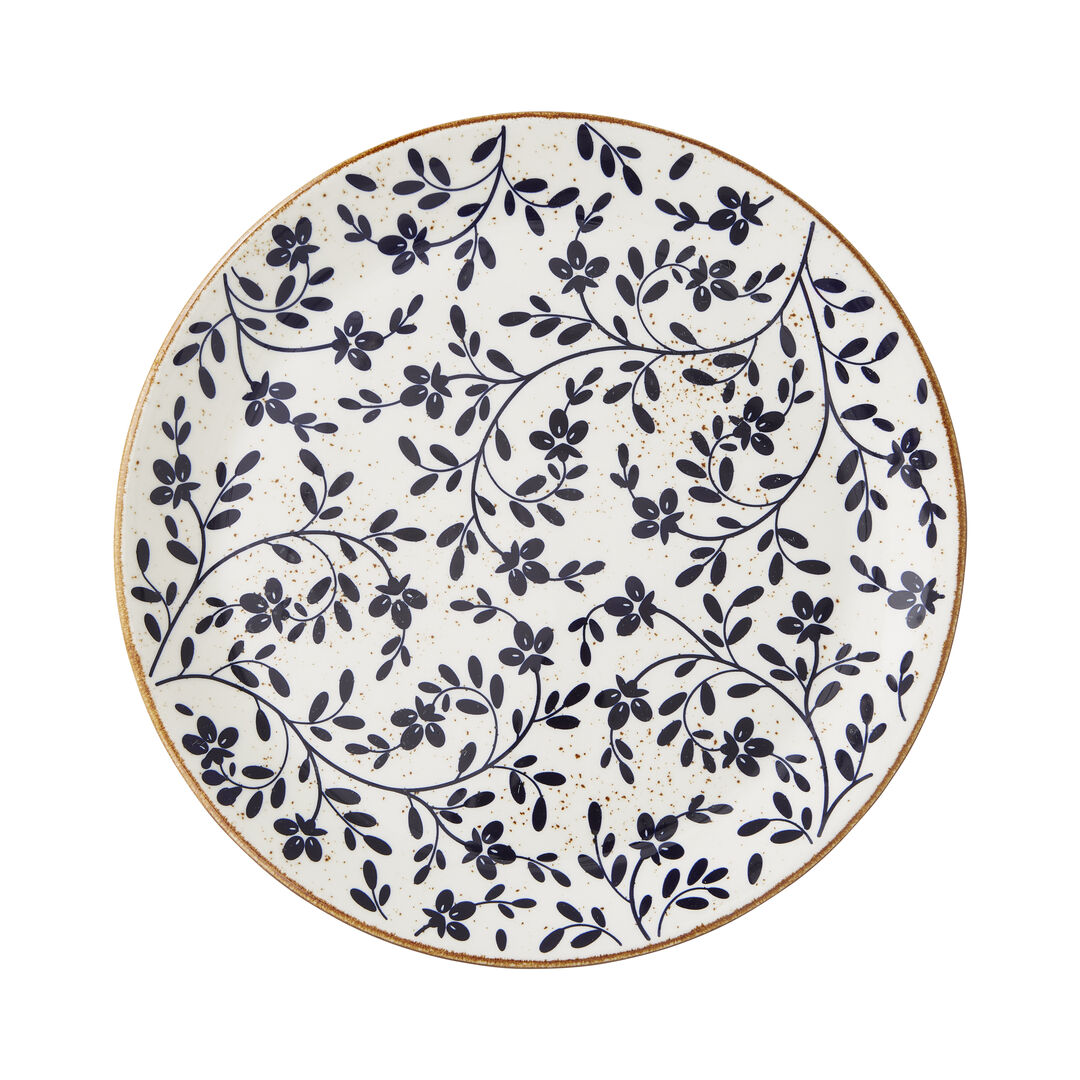 Flora Blue Coupe Plate 28cm (11"") Ceramic Plate Set Bar Tableware Pack of 12