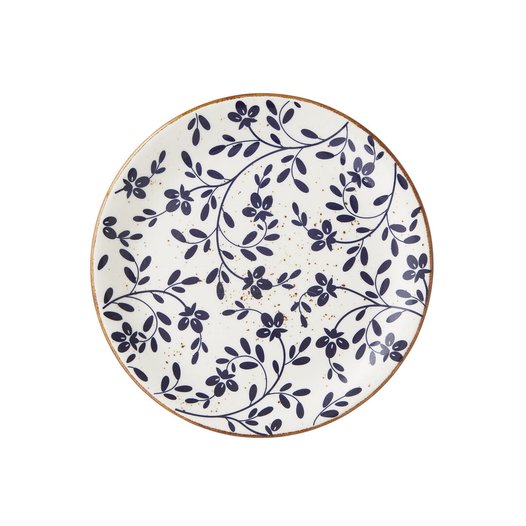 Flora Blue Coupe Plate 20.25cm (8"") Ceramic Plate Set Bar Tableware Pack of 12