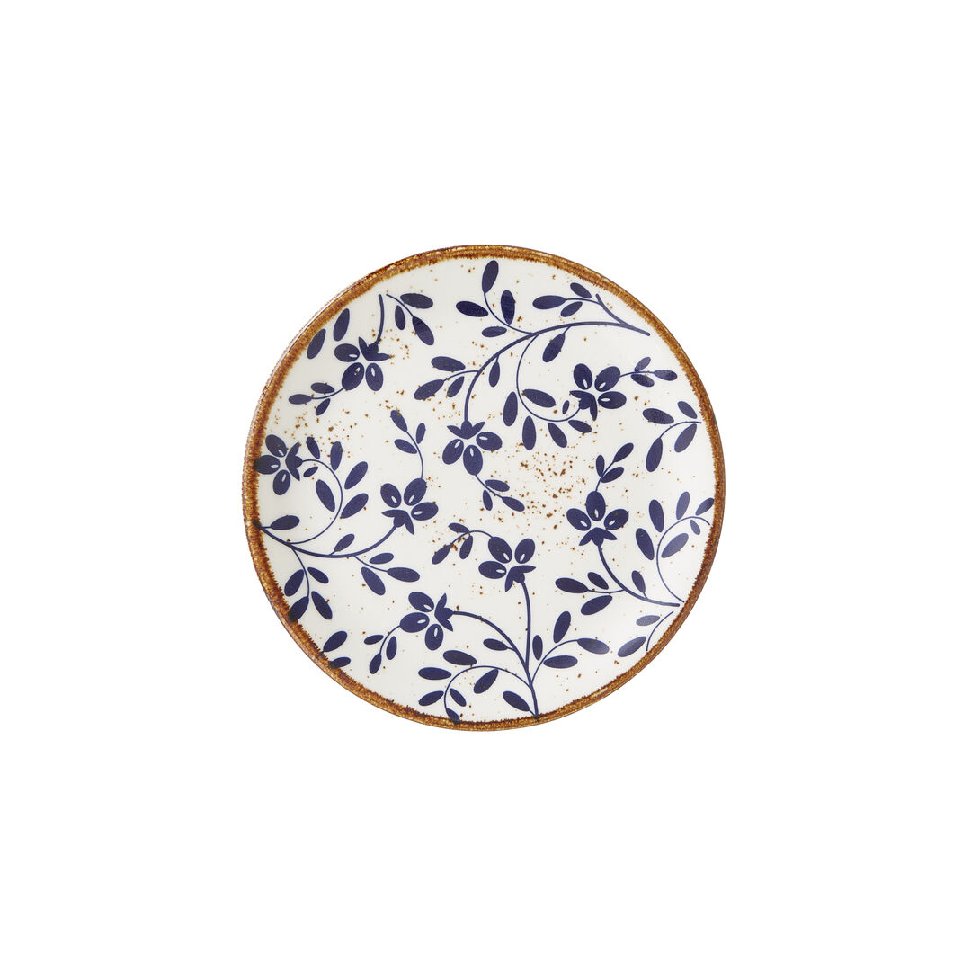Flora Blue Coupe Plate 15.25cm (6"") Ceramic Plate Set Bar Tableware Pack of 12