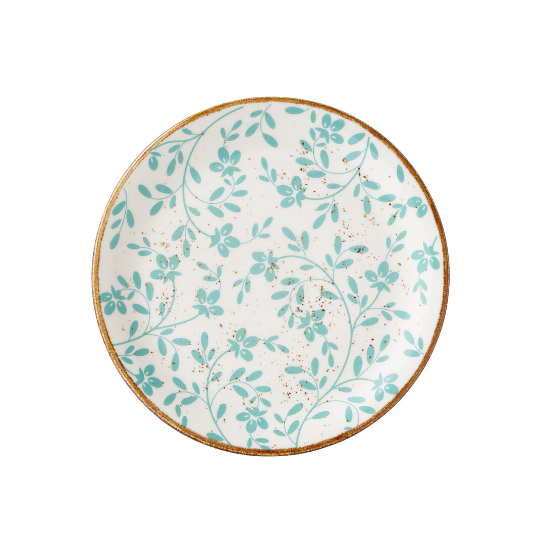 Flora Aqua Coupe Plate 20.25cm (8"") Ceramic Plate Set Bar Tableware Pack of 12