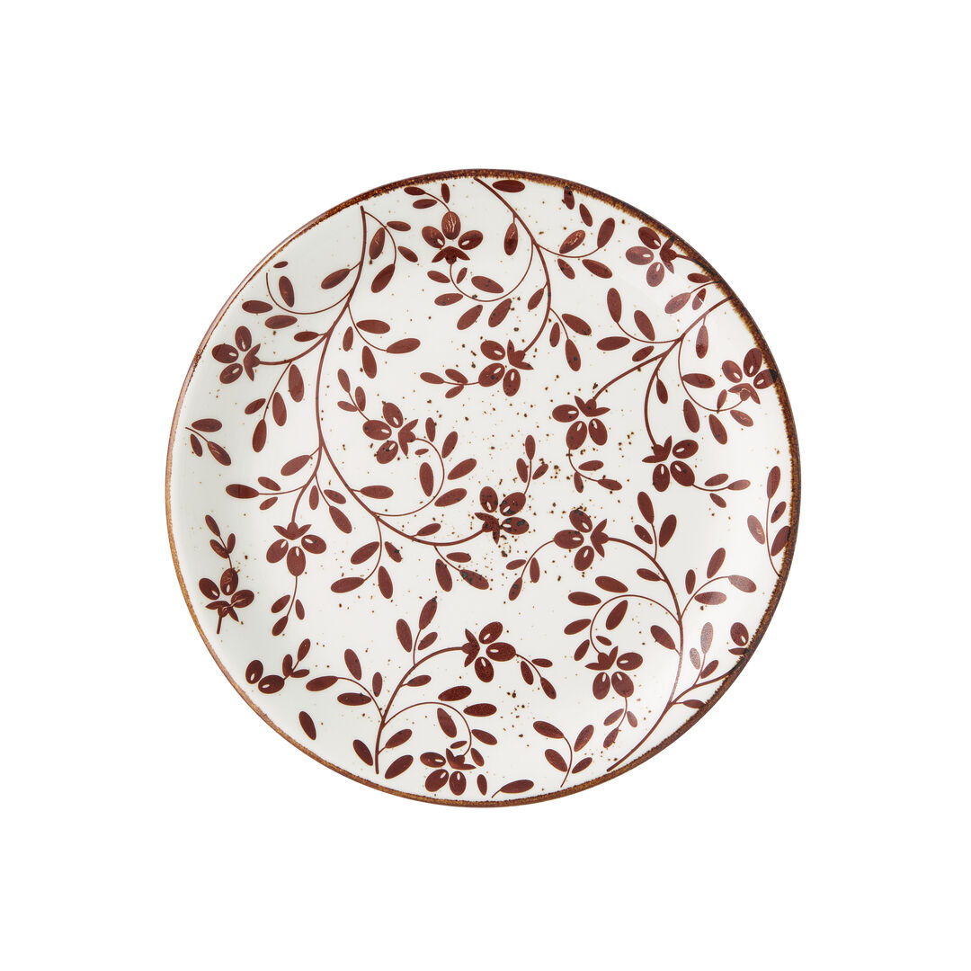 Flora Brown Coupe Plate 20.25cm (8"") Ceramic Plate Set Bar Tableware Pack of 12