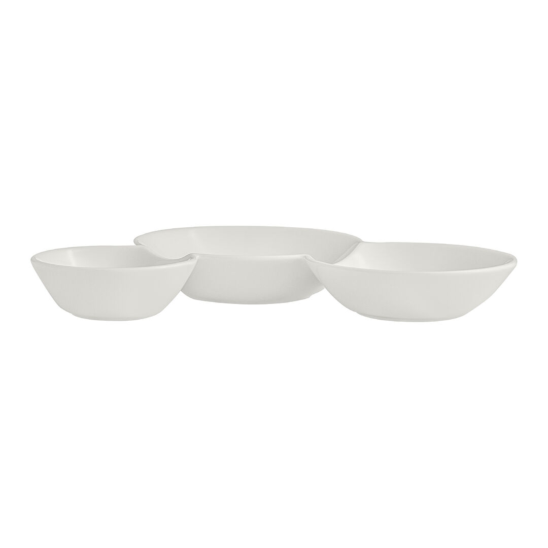 RO White Album 3 Compartment Gourmet Sauce Dish 18 x 2.5cm 20cl Pack of 12