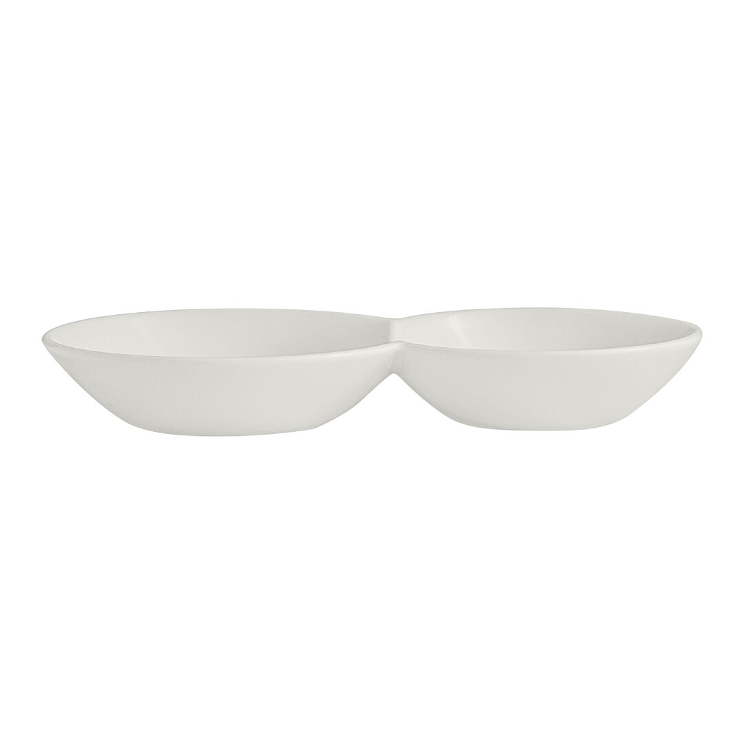 RO White Album 2 Compartment Gourmet Sauce Dish 18 x 2.5cm 17cl Pack of 12