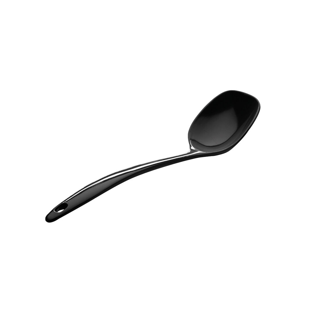 Black Solid Spoon 30.5cm (12"") Melamine Spoon Cutlery Tableware Set Pack of 6