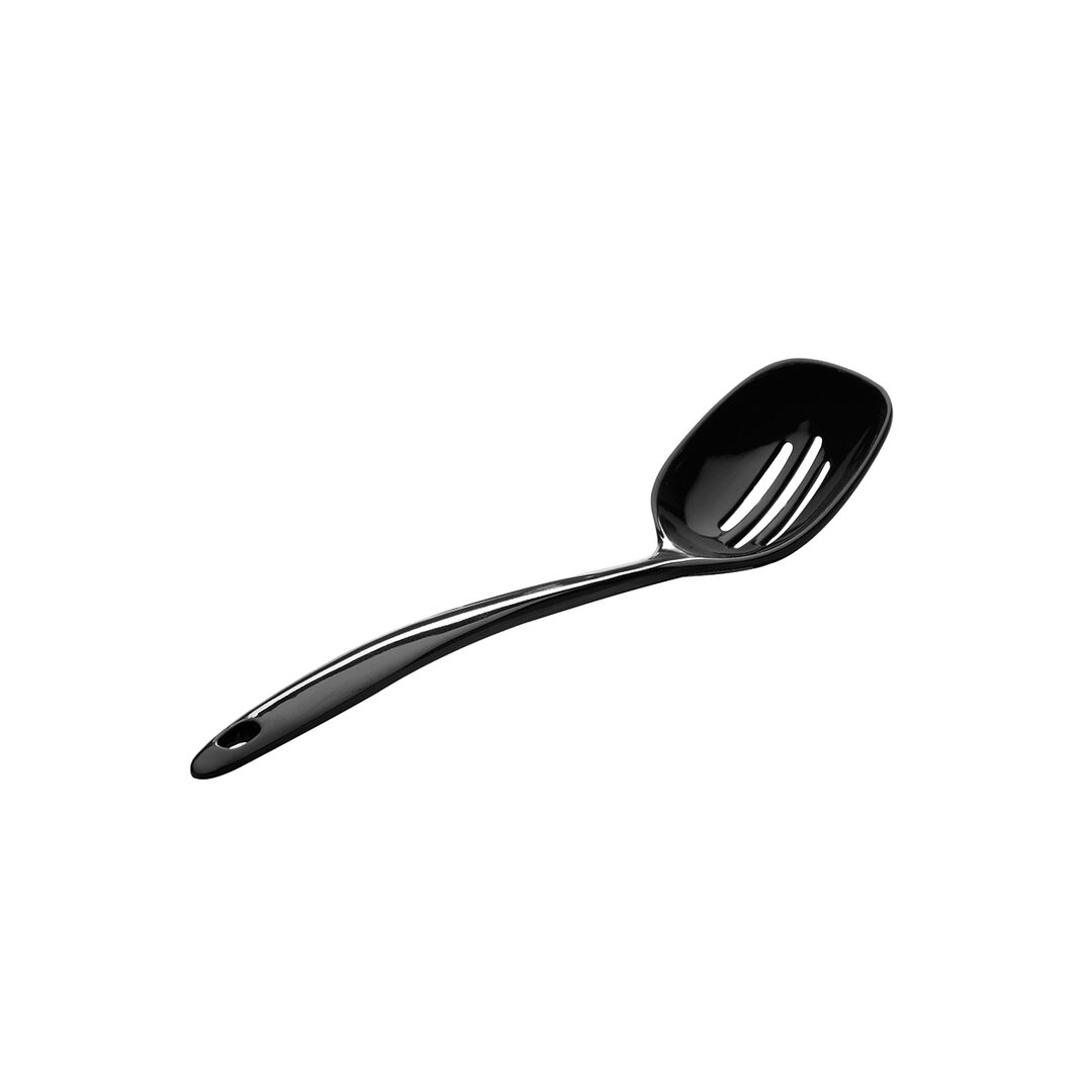 Black Slotted Spoon 30.5cm (12"") Melamine Spoon Cutlery Tableware Set Pack of 6