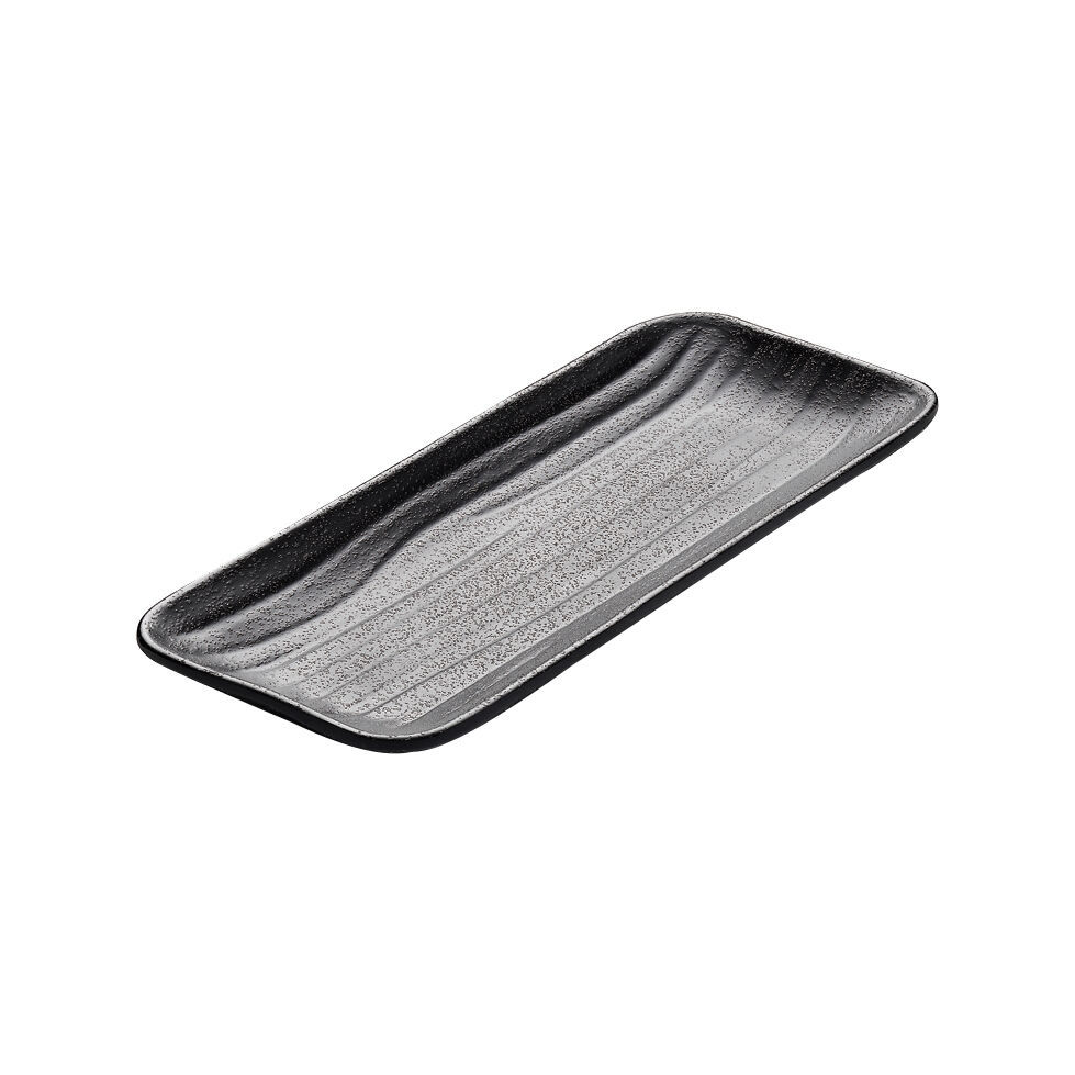 Zen Black Rectangle Tray 11.7 x 2.8cm Melamine Tray Set Tableware Pack of 6
