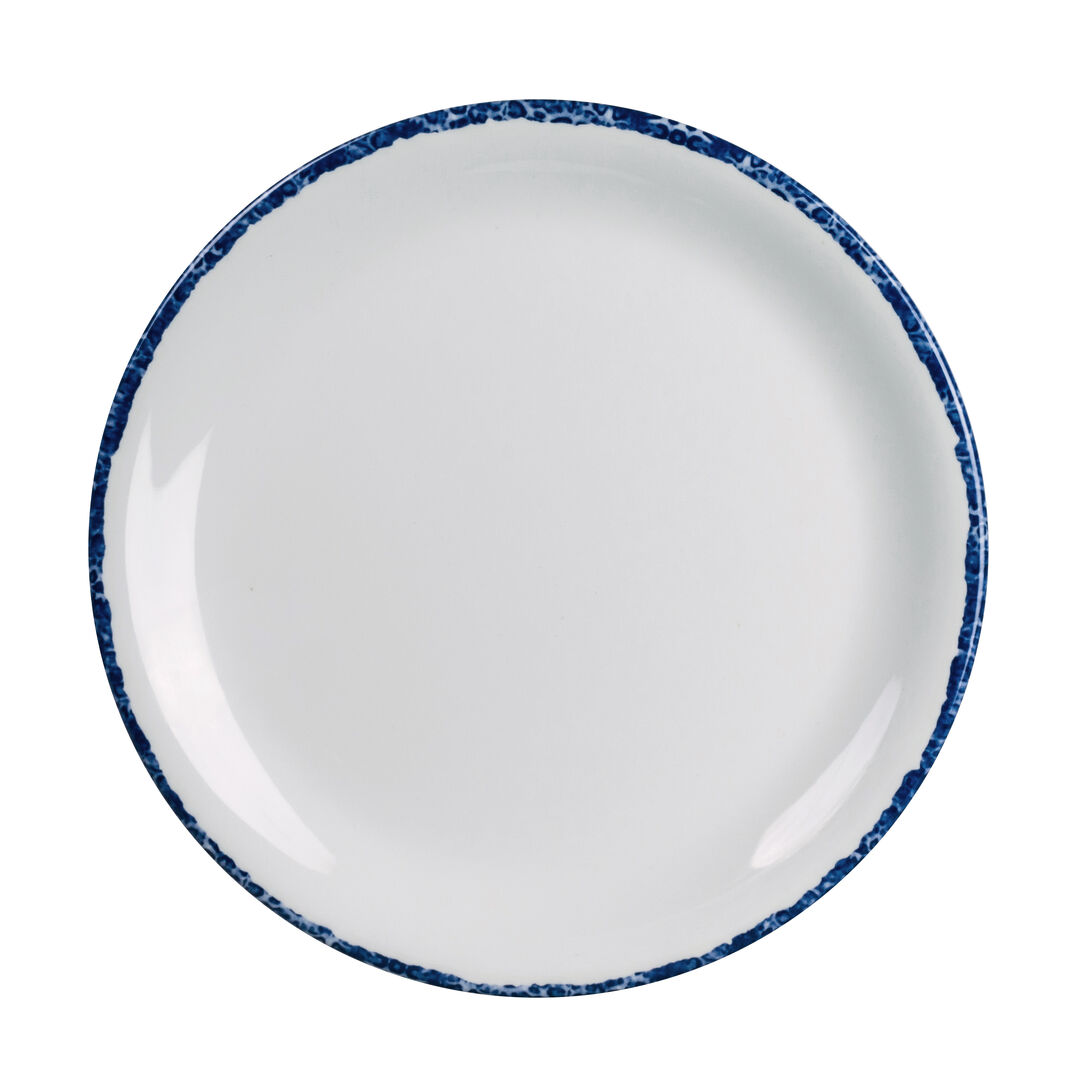 Blue Dapple Coupe Plate 20.3cm (8"") Melamine Plate Set Tableware Pack of 12