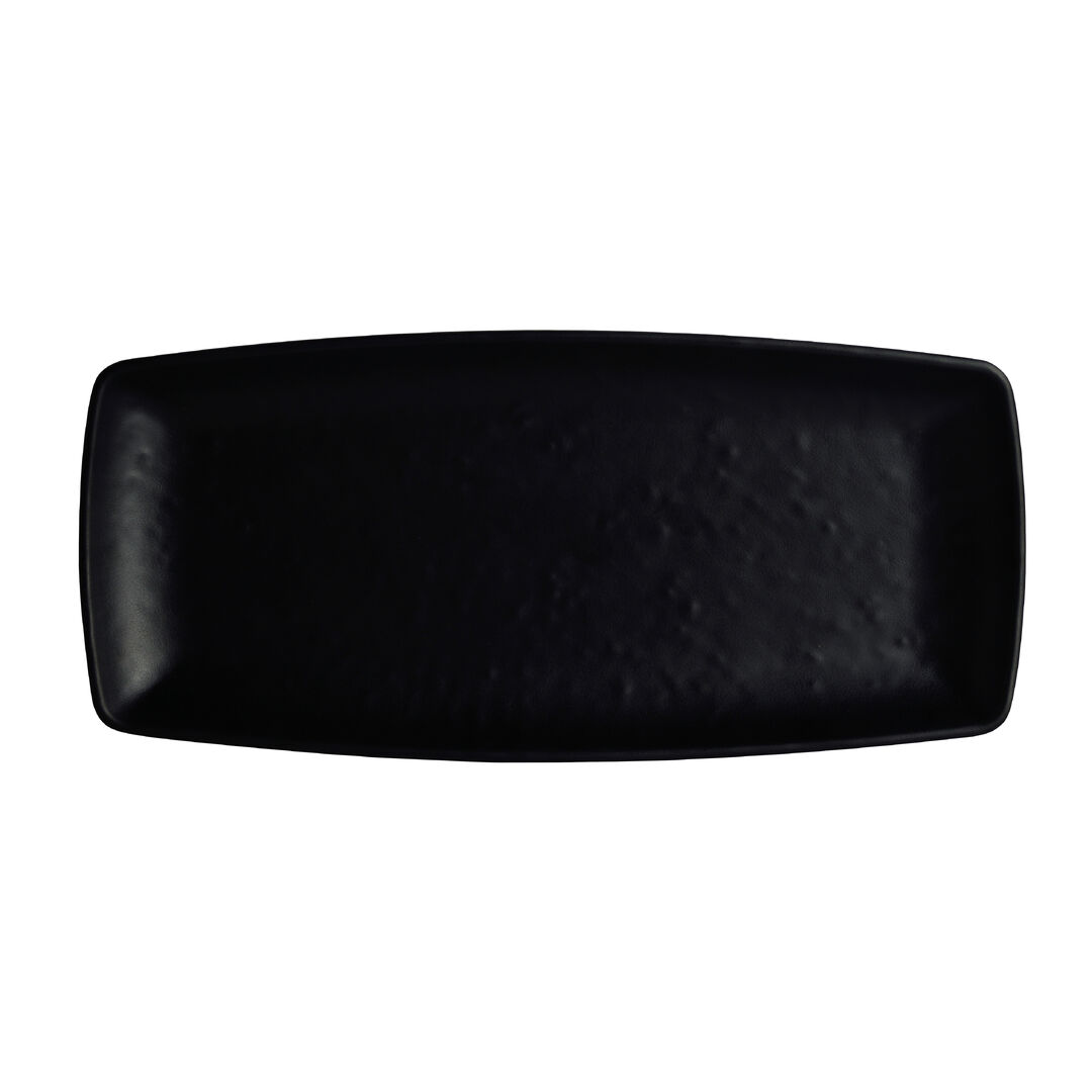 Cali Black Rectangle Plate 24.1 x 11cm Melamine Plate Set Tableware Pack of 12