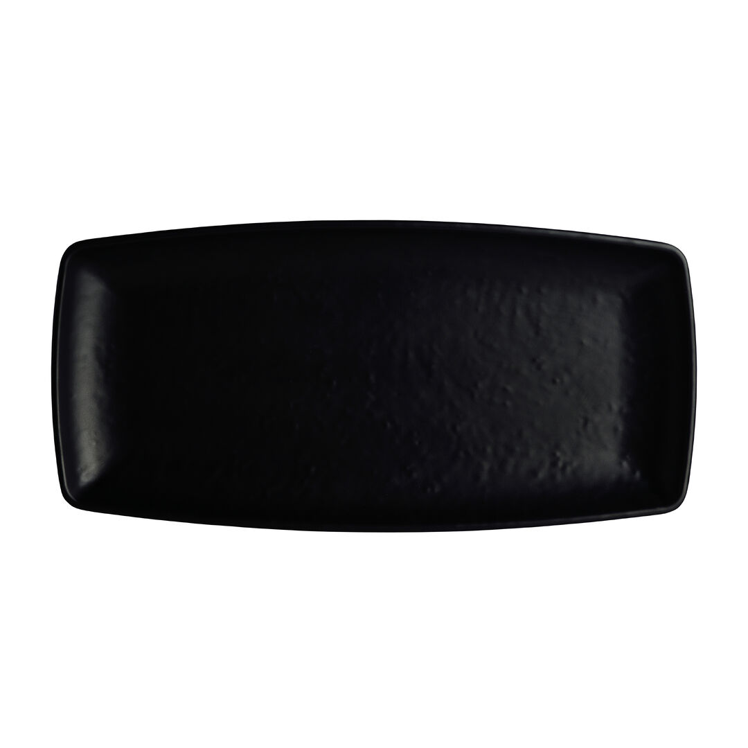 Cali Black Rectangle Plate 29.2 x 14cm Melamine Plate Set Tableware Pack of 12