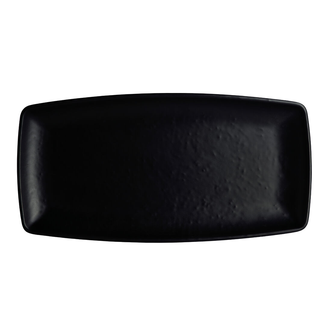 Cali Black Rectangle Plate 33 x 16.5cm Melamine Plate Set Tableware Pack of 12