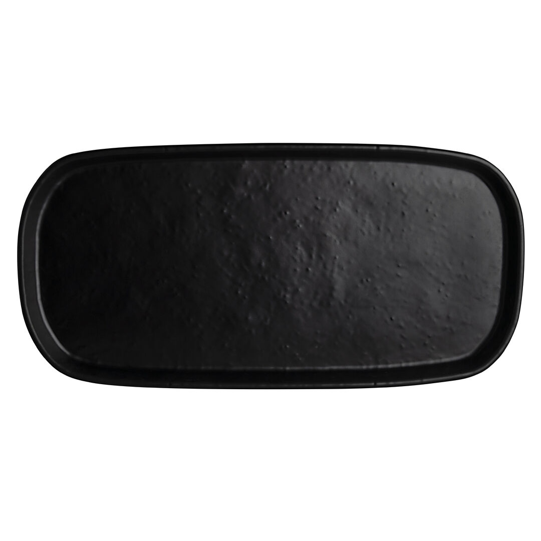 Cali Black Rectangle Tray 36.8 x 17.7cm Melamine Tray Set Tableware Pack of 6