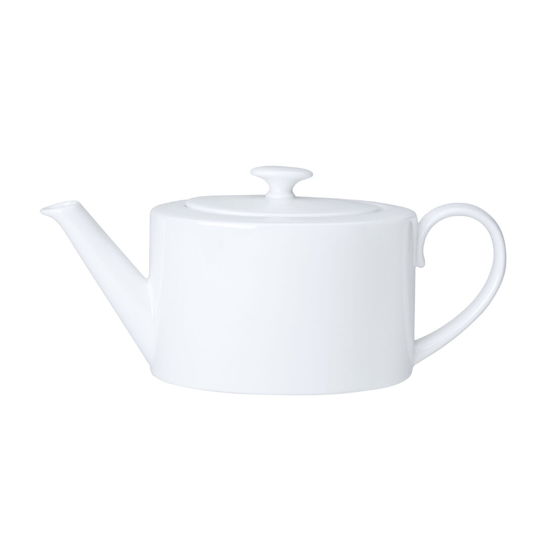 White Ceramic Coupe 2 Cup Oval Teapot 10cm 55cl 4"" 19 1/3oz Tableware Pack of 6