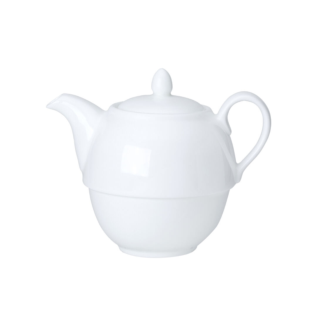 White Ceramic Coupe Tea For One Teapot 12.4cm 46cl 5"" 16oz Tableware Pack of 6