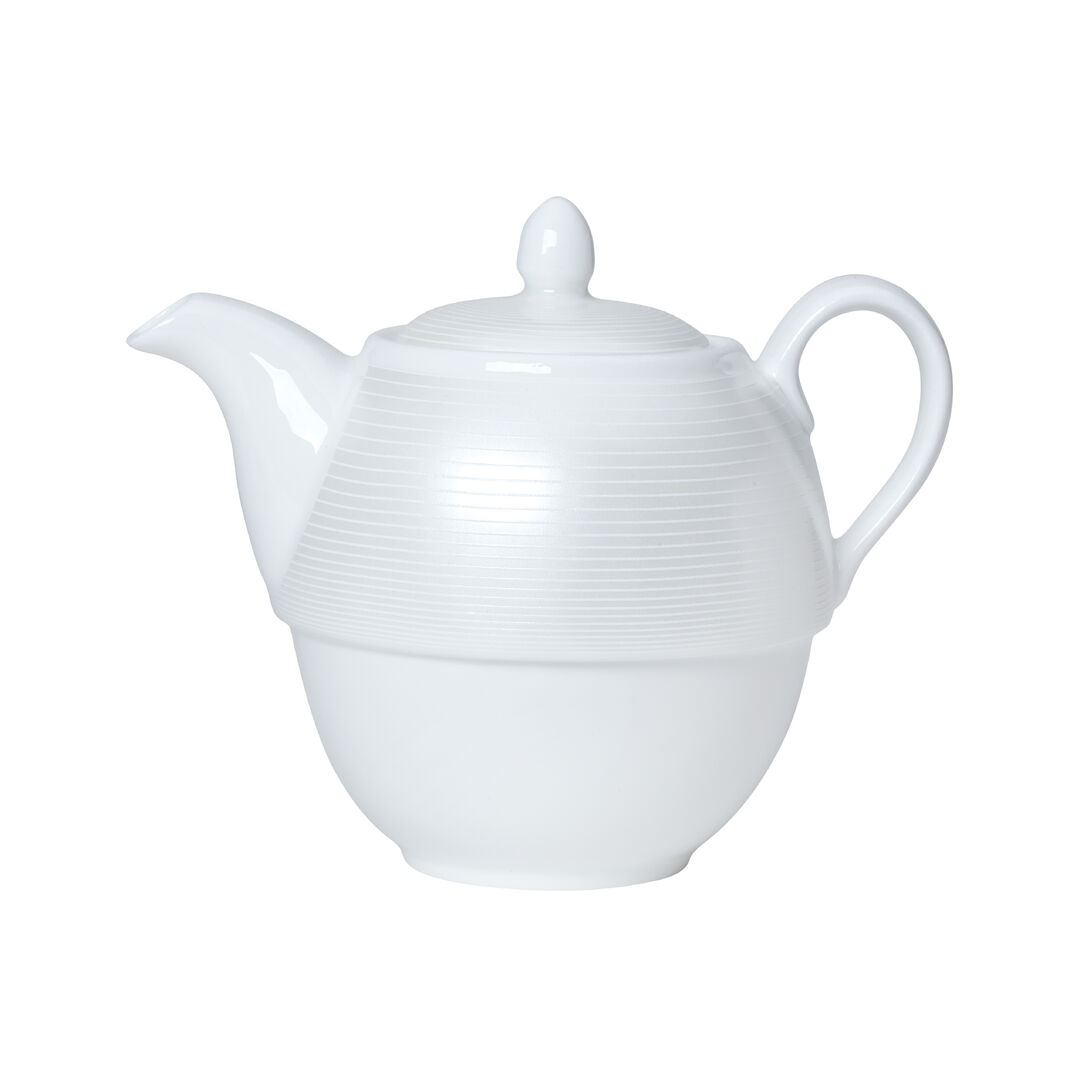 White Ceramic Spiro Coupe Tea For One Teapot 12.4cm 46cl (5"" 16oz) Pack of 6