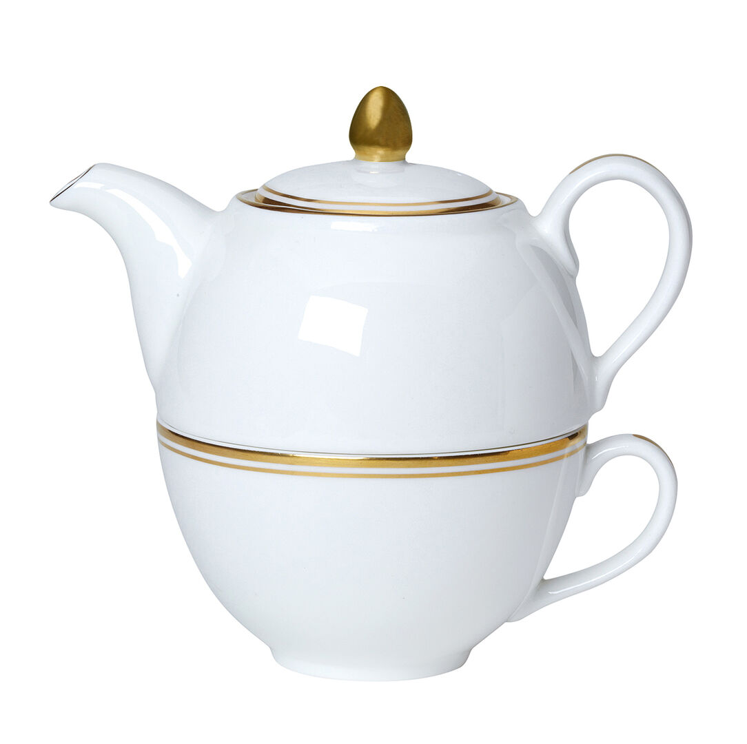 Burnished Gold Coupe Tea For One Set Ceramic Tableware Home Hotel Pack of 6